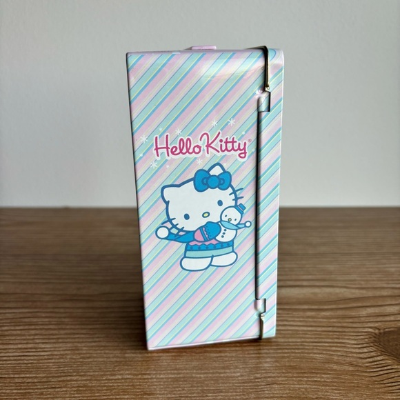 Hello Kitty 2004 Metal Tin Locker Coin Bank Pink, Blue Winter Theme - Picture 2 of 9